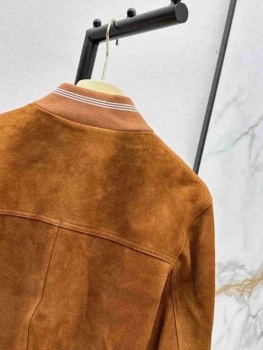 Miu Miu Brown Suede Cropped Bomber Jacket Logo Button Front Pockets - Picture 6 of 7